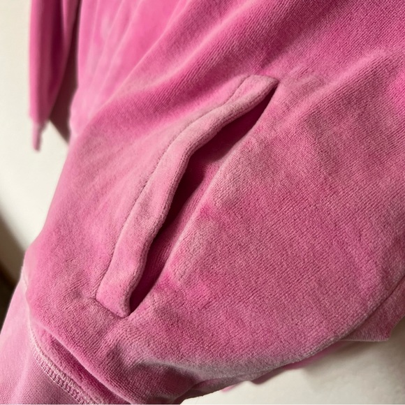 Y2K mcbling bubblegum pink juicy couture rhinestone J zipper velour hoodie - Picture 7 of 10